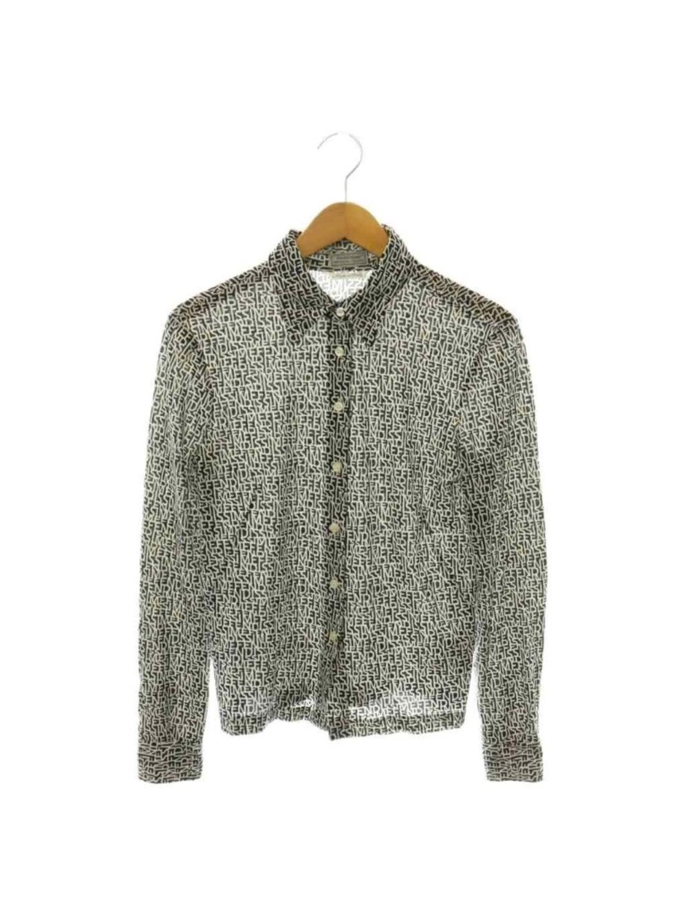 Fendissime Shirt Blouse Long Sleeve Logo All Over Print Black White 42